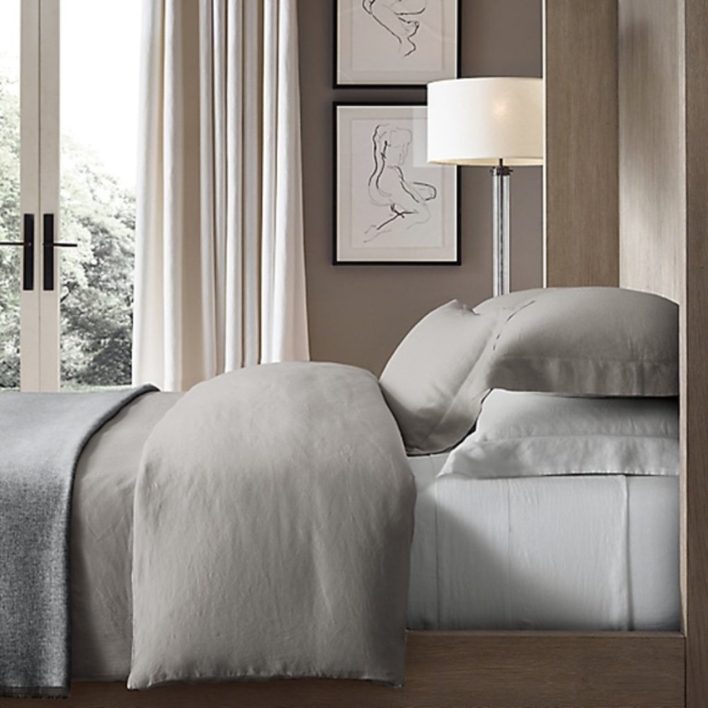 Restoration Hardware Linen DUVET and Shams California KING Italy Fog Grey